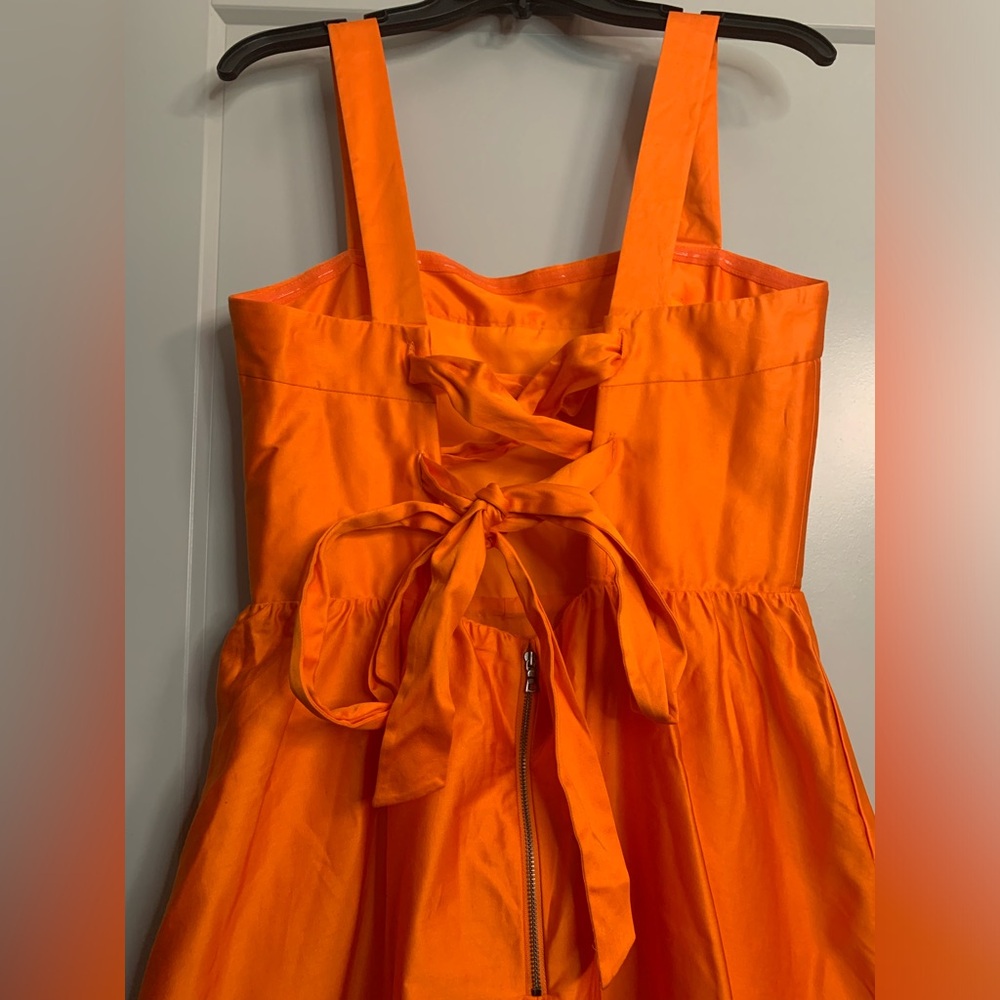 NWOT Alice + Olivia Saige Tie Back Mini Dress Size 12 Monarch Orange Cotton - Picture 13 of 16